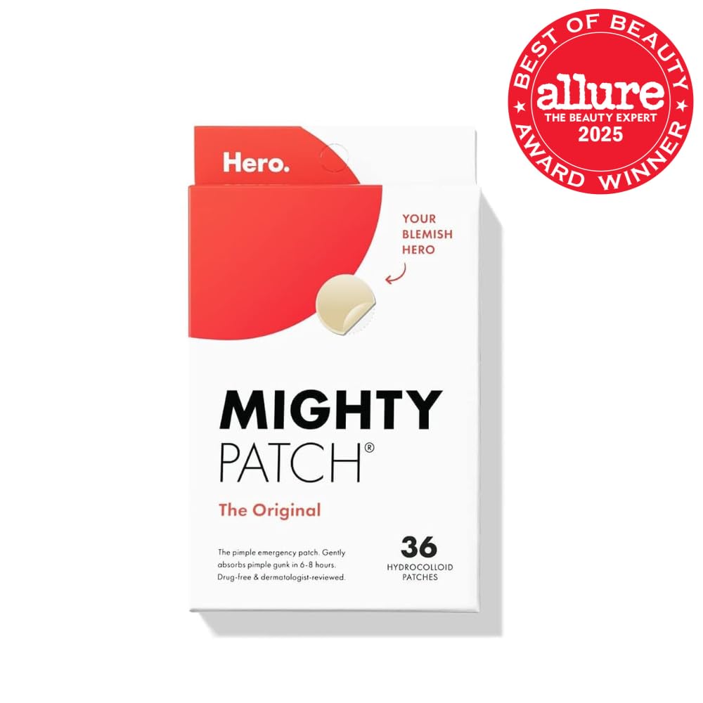 Original patch from Hero Cosmetics – The #1 Hydrocolloid Acne Pimple Patch for Shrinking Zits and Whiteheads in 1 use; Nighttime Spot Stickers for Face and Skin (36 Count)